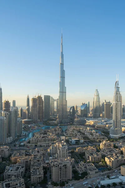 Vista Aérea Horizonte Dubai Downtown Estradas Rodoviárias Rua Emirados Árabes — Fotografia de Stock