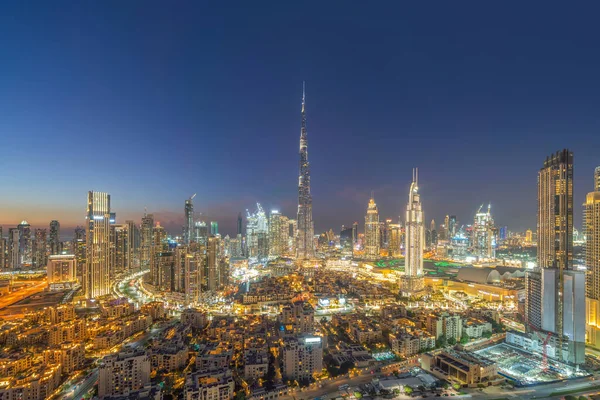 Légi Kilátás Dubai Downtown Városkép Autópálya Utak Vagy Utcák Egyesült — Stock Fotó
