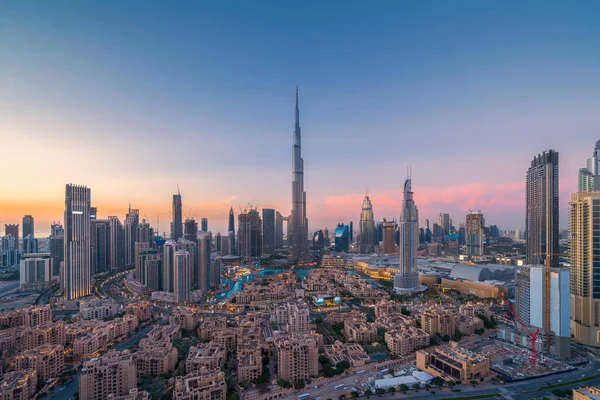 Vista Aérea Horizonte Dubai Downtown Estradas Rodoviárias Rua Emirados Árabes — Fotografia de Stock