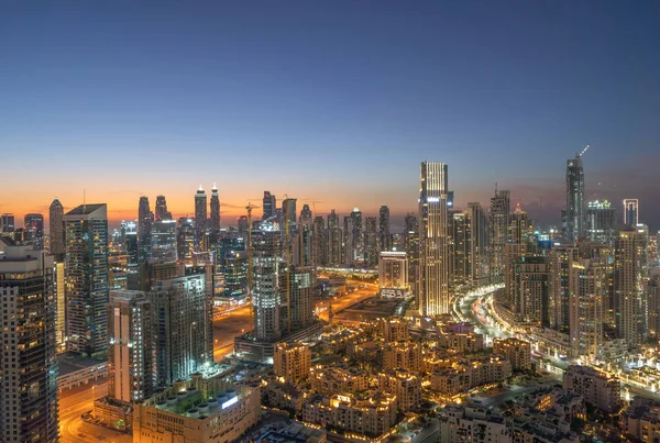 Vista Aérea Horizonte Dubai Downtown Estradas Rodoviárias Rua Emirados Árabes — Fotografia de Stock