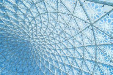 İnşaat mimari yapısı sarmalı. Sheikh Zayed Büyük Cami Merkezi, Abu Dabi, Birleşik Arap Emirlikleri ya da BAE 'nin cam cephe tasarımı. İllüzyon arkaplanı.