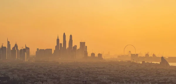 Vista Aérea Del Horizonte Del Centro Dubái Noria Emiratos Árabes —  Fotos de Stock