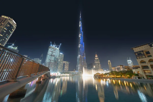 Burj Khalifa Dubai Downtown Skyline Und Brunnen Vereinigte Arabische Emirate — Stockfoto