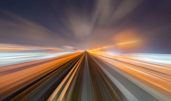 Výhled Vlak Rozmazaný Rychlostní Pohyb Železničním Tunelu Pro Futuristickou Síťovou — Stock fotografie