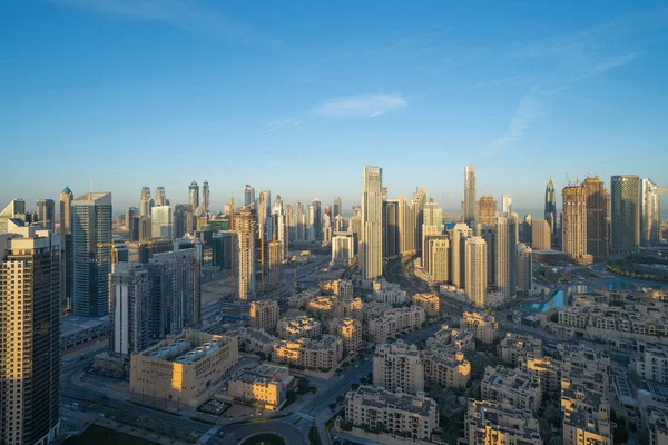 Vista Aérea Horizonte Dubai Downtown Estradas Rodoviárias Rua Emirados Árabes — Fotografia de Stock