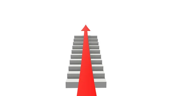 Tillväxtdiagram Med Röd Pil Går Upp Trappan Framgång Affärsstrategi Marknadsföring — Stockfoto