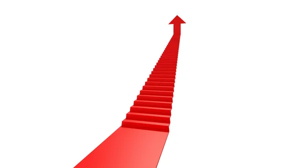 Діаграма Зростання Червоною Стрілкою Піднімається Сходах Успішної Бізнес Стратегії Маркетингу — стокове фото