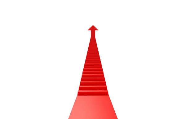 Діаграма Зростання Червоною Стрілкою Піднімається Сходах Успішної Бізнес Стратегії Маркетингу — стокове фото