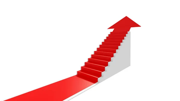 Diagrama Crecimiento Con Flecha Roja Que Sube Por Escalera Estrategia — Foto de Stock