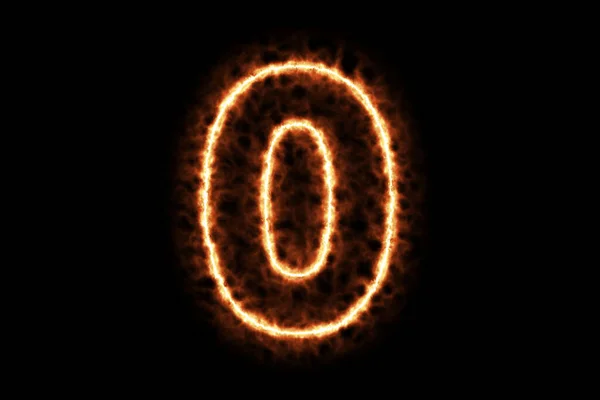 Fire burning forming letter O, capital English alphabet text character isolated on black background. 3d rendering illustration. Hot framing ignition and smoke with sign symbol.
