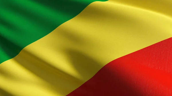 Repubblica Del Congo Bandiera Nazionale Che Soffia Nel Vento Isolato — Foto Stock
