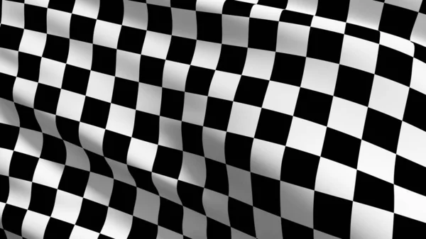 確認済みの旗だ 黒と白の正方形の色 手を振る記号の3Dレンダリングイラスト 錯視パターン背景 — ストック写真