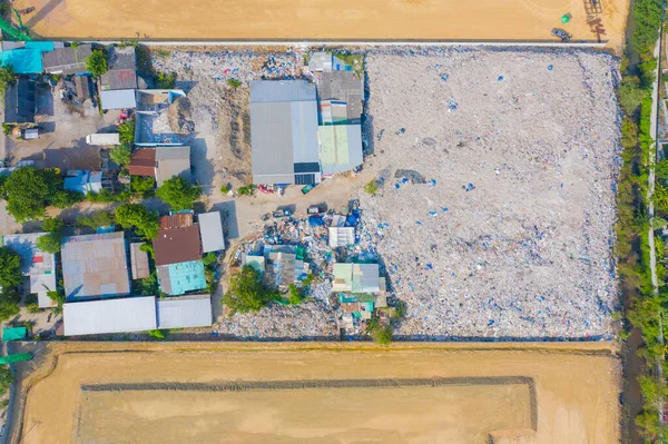 Luftaufnahme Von Stapel Von Verschiedenen Arten Von Großen Müllhaufen Plastiktüten — Stockfoto