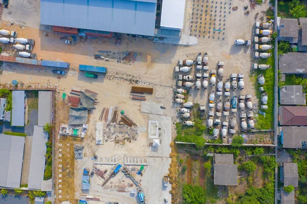 Вид Сверху Воздуха Занятую Промышленную Фабрику Завод Работают Строители Кранами — стоковое фото
