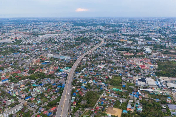 Tayland Başkenti Bangkok Taki Otoyol Manzaralı Finans Sektörü Şehir Merkezindeki — Stok fotoğraf