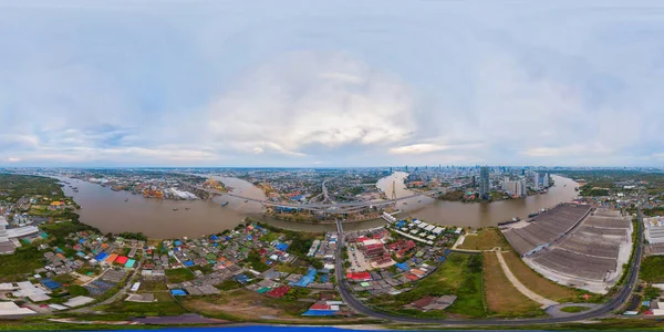 360 Grad Panorama Durch 180 Grad Winkel Nahtlose Luftaufnahme Der — Stockfoto