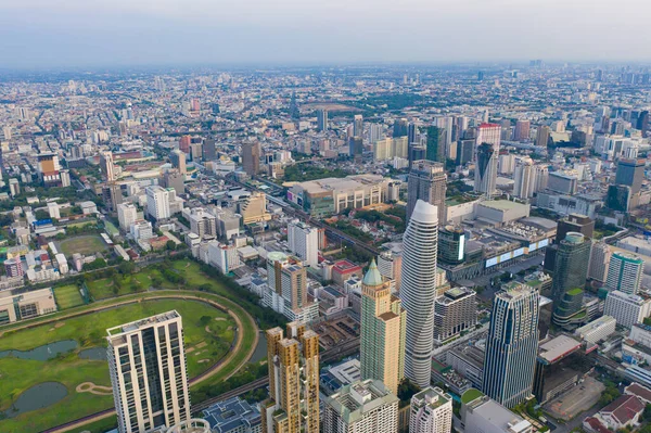 Sathorn Bölgesinin Havadan Görüntüsü Bangkok Şehir Merkezi Skyline Tayland Finansal — Stok fotoğraf