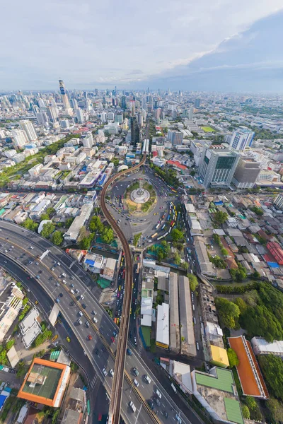Meşgul Caddedeki Zafer Anıtı Nın Hava Manzarası Bangkok Şehir Merkezindeki — Stok fotoğraf
