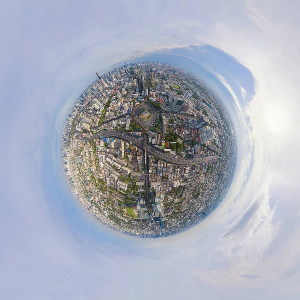 Malá Planeta 360 Stupňů Panorama Leteckého Výhledu Victory Monument Ulici — Stock fotografie