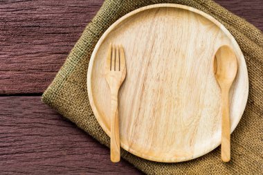 çanak kaşık çatal eski ahşap üzerine