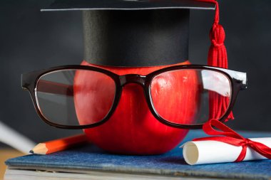 Elma bilgi sembolü ve Danışma Kurulu arka plan ile kalem kitap