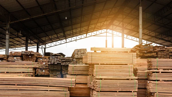 Wood factory stock and lumber board — Stock Photo, Image