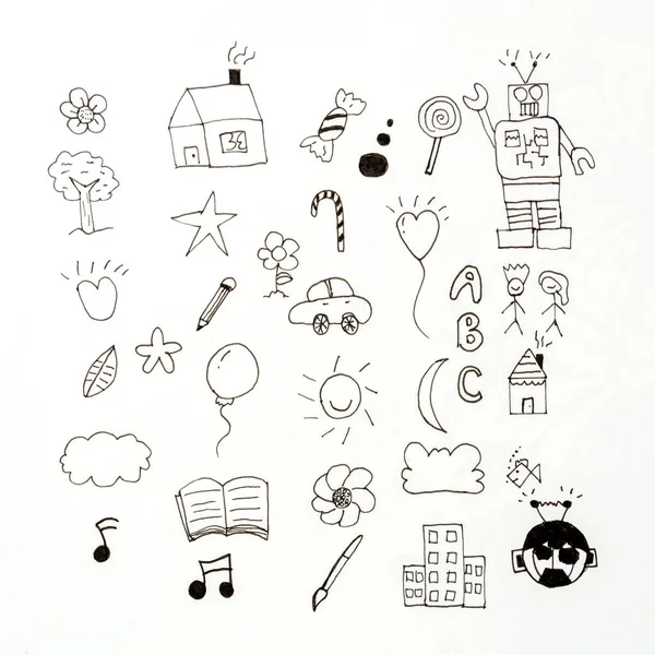 Zestaw doodle szkic dziecko — Zdjęcie stockowe