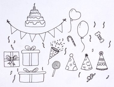 Doodle set parti kroki 