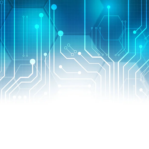 Zeshoek Technologie Achtergrond Met Soft Circuit Board Tech Digitale Dataverbinding — Stockvector