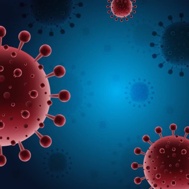 Virüs COVID-19 arka plan ve Tehlikeli hücreler, vektör tasarımlı ağır bulaşıcı hastalıklar