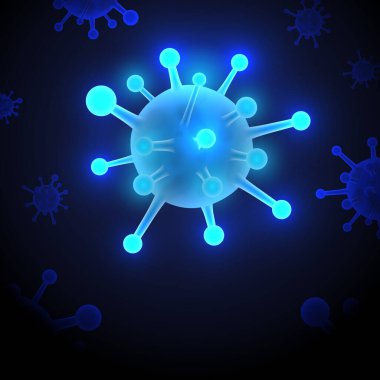 Virüs COVID-19 arka plan ve Tehlikeli hücreler, ilaç ve aşı ile bulaşıcı ağır hastalıklar