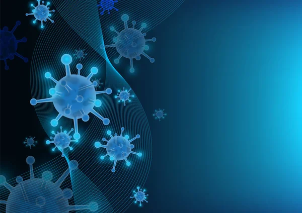 Вірус Covid Фон Небезпечні Клітини Важкі Захворювання Передаються Медициною Захистом — стоковий вектор