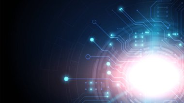 Yüksek teknolojili dijital veri bağlantı sistemi ve bilgisayar elektronik desing ile devre teknolojisi arka planı