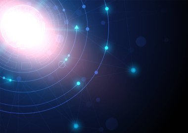 Yüksek teknolojili dijital veri bağlantı sistemi ve bilgisayar elektronik desing ile devre teknolojisi arka planı