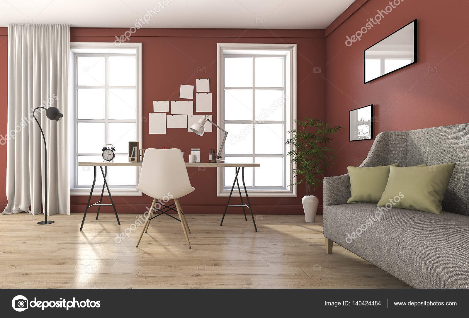 3D Rendering rote Vintage Wohnzimmer mit schönen Möbeln — Stockfoto ... 3D Rendering rote Vintage Wohnzimmer mit schönen Möbeln — Stockfoto ...