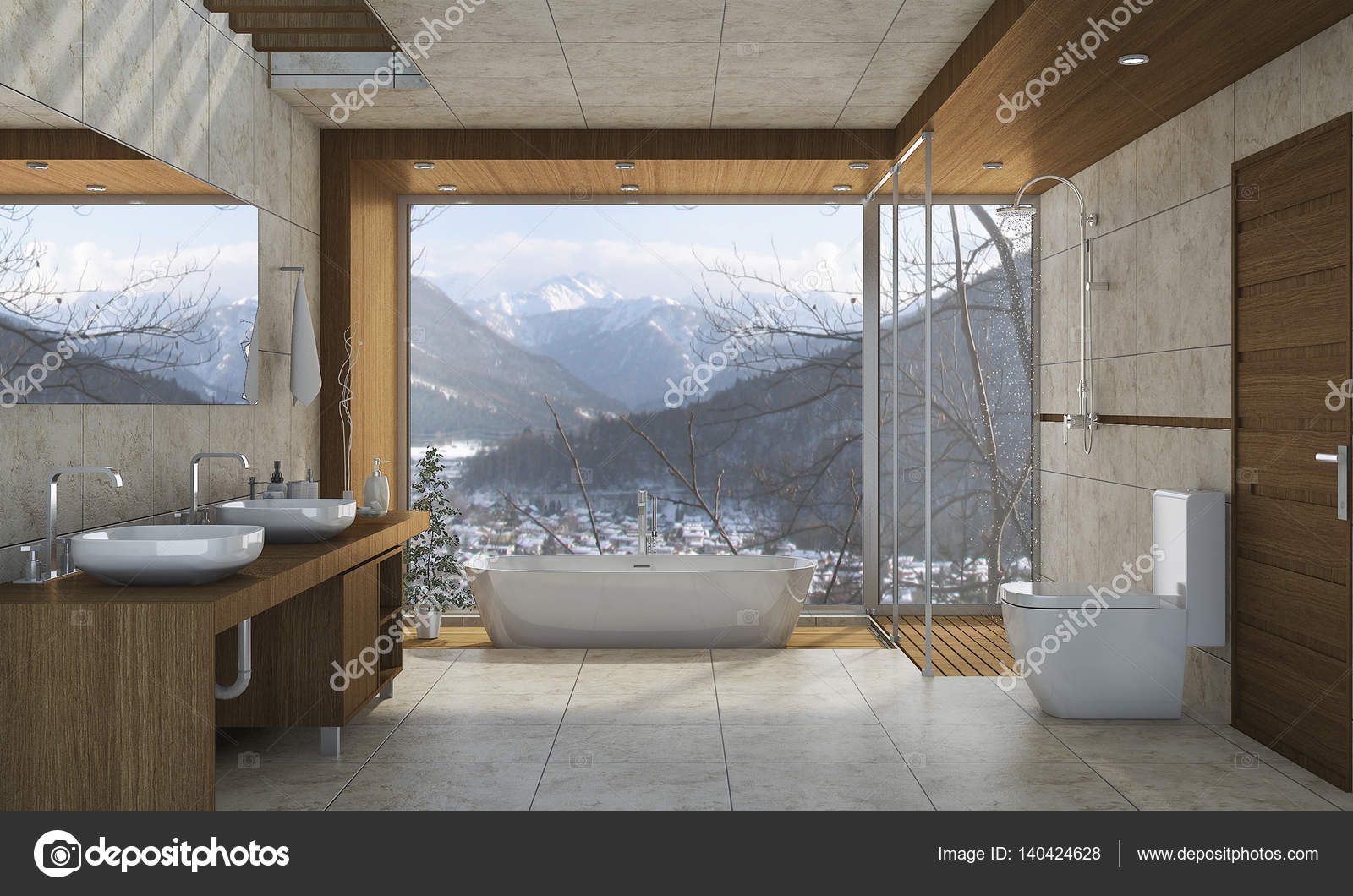 3d rendering fina natur visa badrum med vacker design ...