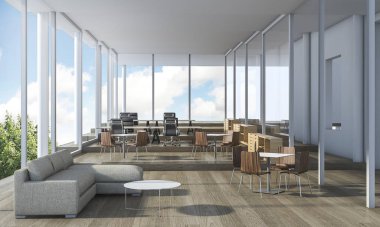 3D Render güzel ofis iç güzel mobilya ile
