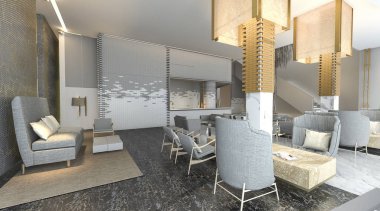 3D Render güzel ve lüks otel lobi ile güzel dekorasyon