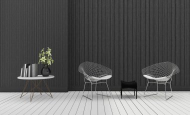 üretim tesisi ile 3D render karanlık minimal modern tasarım sandalye