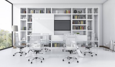 3d render iş Oda beyaz tasarımı ile Toplantı