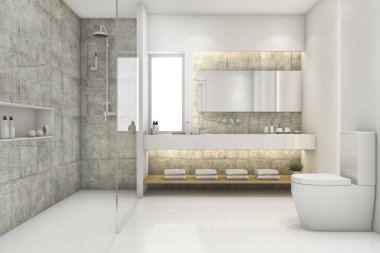 3D işleme modern loft ve lüks banyo
