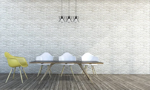 3D-Rendering minimalen Stil weißen Backsteinwand mit Stühlen — Stockfoto