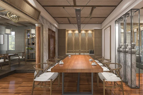3D Render güzel Çince geleneksel tarzı Oda Dekorasyon