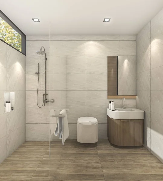 moderno cuarto de baño con azulejos marrones — Foto de stock © tiler84