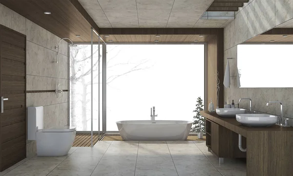 3d renderizado baño de diseño agradable con fondo blanco —  Fotos de Stock