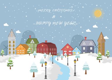 hisse senedi vektör kar cityscape Noel arka planda