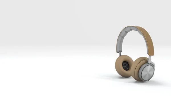 3d rendering nice brown headphone isolate in white background — Stock Photo, Image