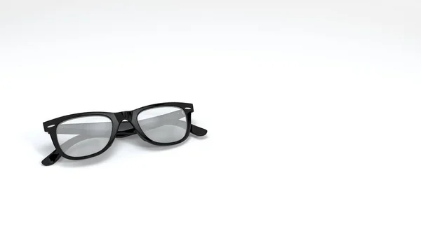 3D rendering zwarte bril op witte achtergrond — Stockfoto