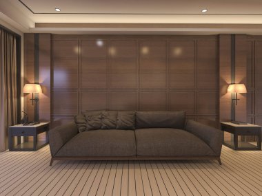 3D render klasik koltuk lüks dekor ve güzel kanepe