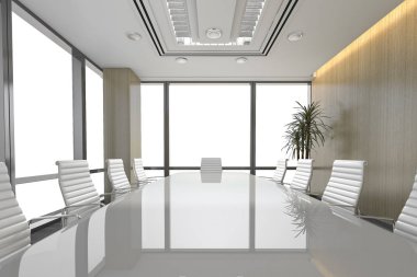 3D render seminer iş toplantı oda ofis binası üzerinde